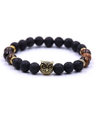 Couple Bracelets Owl Charm Beaded Bracelets Set Womens Healing Energy Lucky Stone Bracelets 6 PCS $8.25 Bracelets