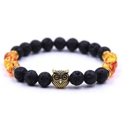 Couple Bracelets Owl Charm Beaded Bracelets Set Womens Healing Energy Lucky Stone Bracelets 6 PCS $8.25 Bracelets