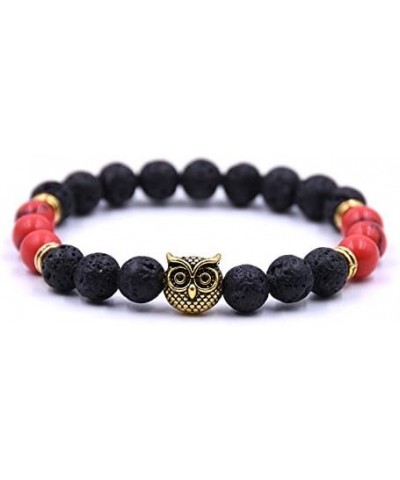 Couple Bracelets Owl Charm Beaded Bracelets Set Womens Healing Energy Lucky Stone Bracelets 6 PCS $8.25 Bracelets