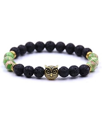 Couple Bracelets Owl Charm Beaded Bracelets Set Womens Healing Energy Lucky Stone Bracelets 6 PCS $8.25 Bracelets