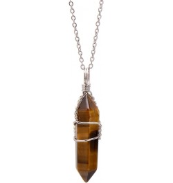 Hand Wired Created Opal Crystal Point Healing Chakra Pendant Necklace Tiger Eye $7.50 Necklaces