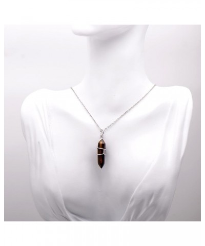 Hand Wired Created Opal Crystal Point Healing Chakra Pendant Necklace Tiger Eye $7.50 Necklaces