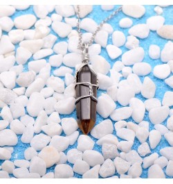 Hand Wired Created Opal Crystal Point Healing Chakra Pendant Necklace Tiger Eye $7.50 Necklaces