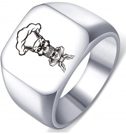 Engraved Stainless Steel Women/Men Scary Skull Chef Perfect for Finger Jewelry Ring Band 4.Silver 14MMx15MM $5.56 Rings