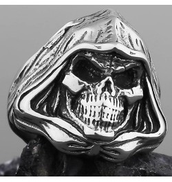 Retro Vintage Stainless Steel Death Skull Gothic Punk Party Biker Halloween Holiday Hiphop Ring Silver $5.60 Rings