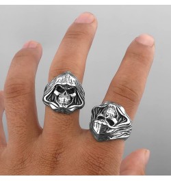 Retro Vintage Stainless Steel Death Skull Gothic Punk Party Biker Halloween Holiday Hiphop Ring Silver $5.60 Rings