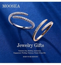 Moissanite Open Twist Rings for Women, 14K White Gold Vermeil D Color VVS1 Clarity Lab Created Diamond Matching Rings Open Tw...