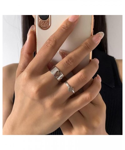 Cute Dainty Hollow Out Band Ring,Platinum Plated Silver Statement Band Ring Jewelry for Women Girls Ring_I $7.64 Rings