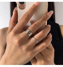 Cute Dainty Hollow Out Band Ring,Platinum Plated Silver Statement Band Ring Jewelry for Women Girls Ring_I $7.64 Rings