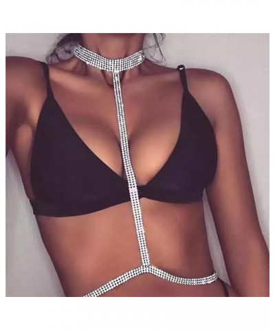 Rhinestone Silver Gold Neck Chain Link Waist Chain Crystal Bra Chain Chest Chain Underwear Chain Waist Chain Body Chain Sexy ...