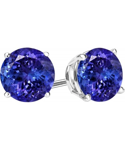 1/2-10 Carat Total Weight Natural Tanzanite Stud Earrings 4 Prong Push Back 6.01 Carat 14K White Gold $1.00 Earrings