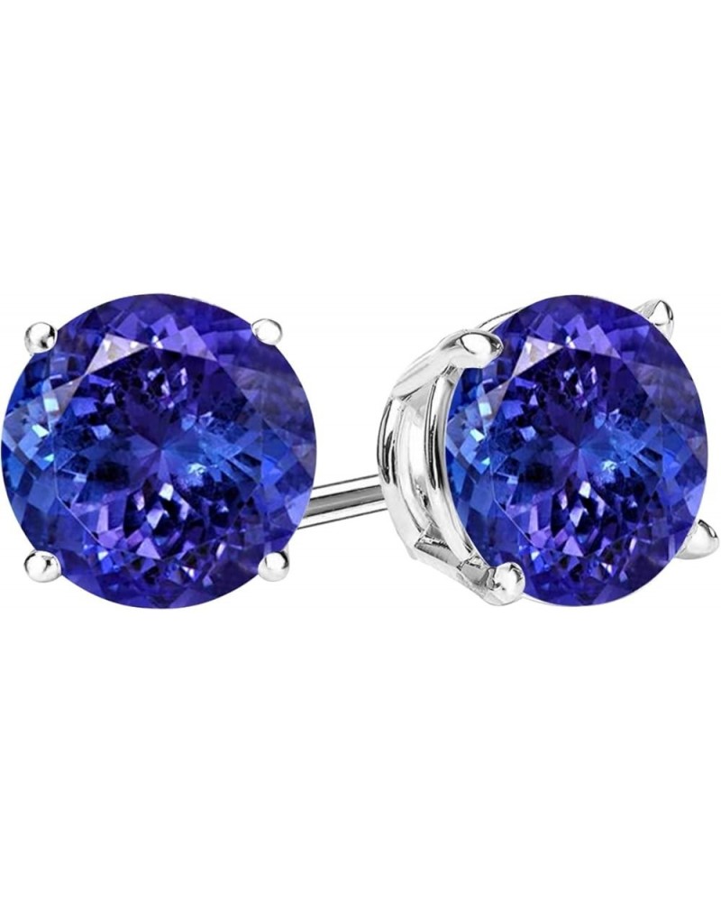 1/2-10 Carat Total Weight Natural Tanzanite Stud Earrings 4 Prong Push Back 6.01 Carat 14K White Gold $1.00 Earrings