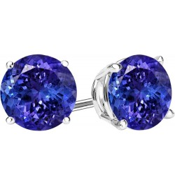 1/2-10 Carat Total Weight Natural Tanzanite Stud Earrings 4 Prong Push Back 6.01 Carat 14K White Gold $1.00 Earrings