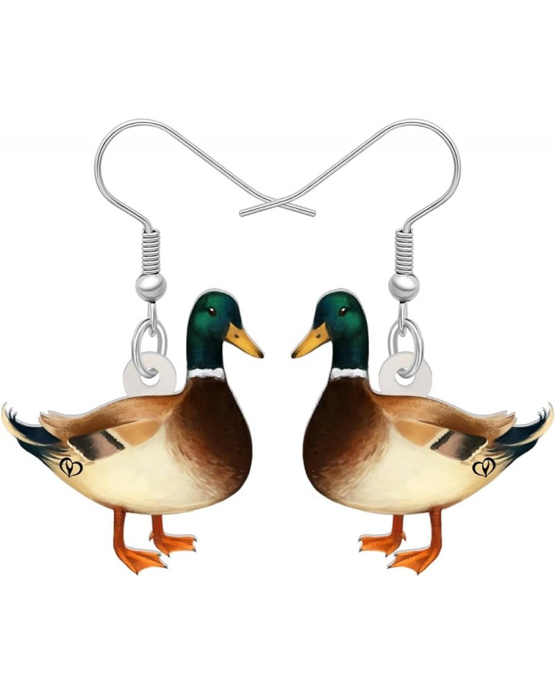 Acrylic Floral Mandarin Duck Earrings Dangle Jewelry Pelican Earrings for Women Girls Duck Gifts Brown 474 $7.27 Earrings