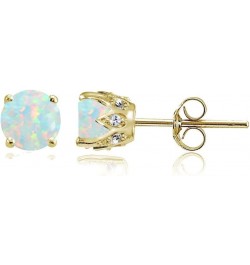 Yellow Gold Flashed Sterling Silver Genuine, Created and Simulated Gemstone and Cubic Zirconia Accents Crown Stud Earrings Oc...