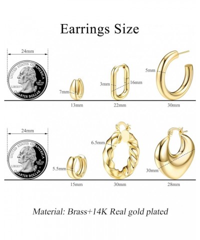 4 Pairs Stainless Steel Hoop Earrings Set Cute Huggie Earrings for Women,10MM-20MM Chunky Gold,6 pairs $8.95 Earrings