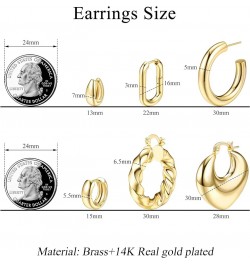 4 Pairs Stainless Steel Hoop Earrings Set Cute Huggie Earrings for Women,10MM-20MM Chunky Gold,6 pairs $8.95 Earrings