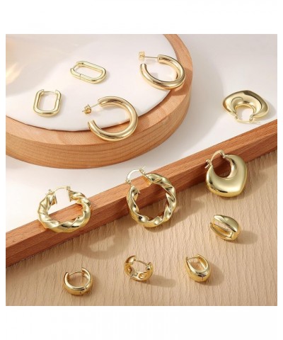 4 Pairs Stainless Steel Hoop Earrings Set Cute Huggie Earrings for Women,10MM-20MM Chunky Gold,6 pairs $8.95 Earrings