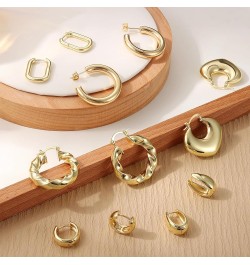 4 Pairs Stainless Steel Hoop Earrings Set Cute Huggie Earrings for Women,10MM-20MM Chunky Gold,6 pairs $8.95 Earrings