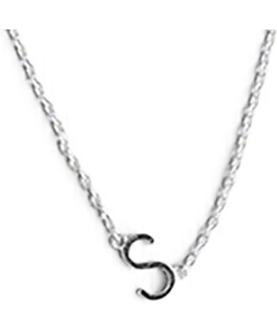 Whimsy Initial Plated 16 inch Brass Women's Fashion Everyday Pendant Charm Necklace Silver Initial S $20.62 Necklaces