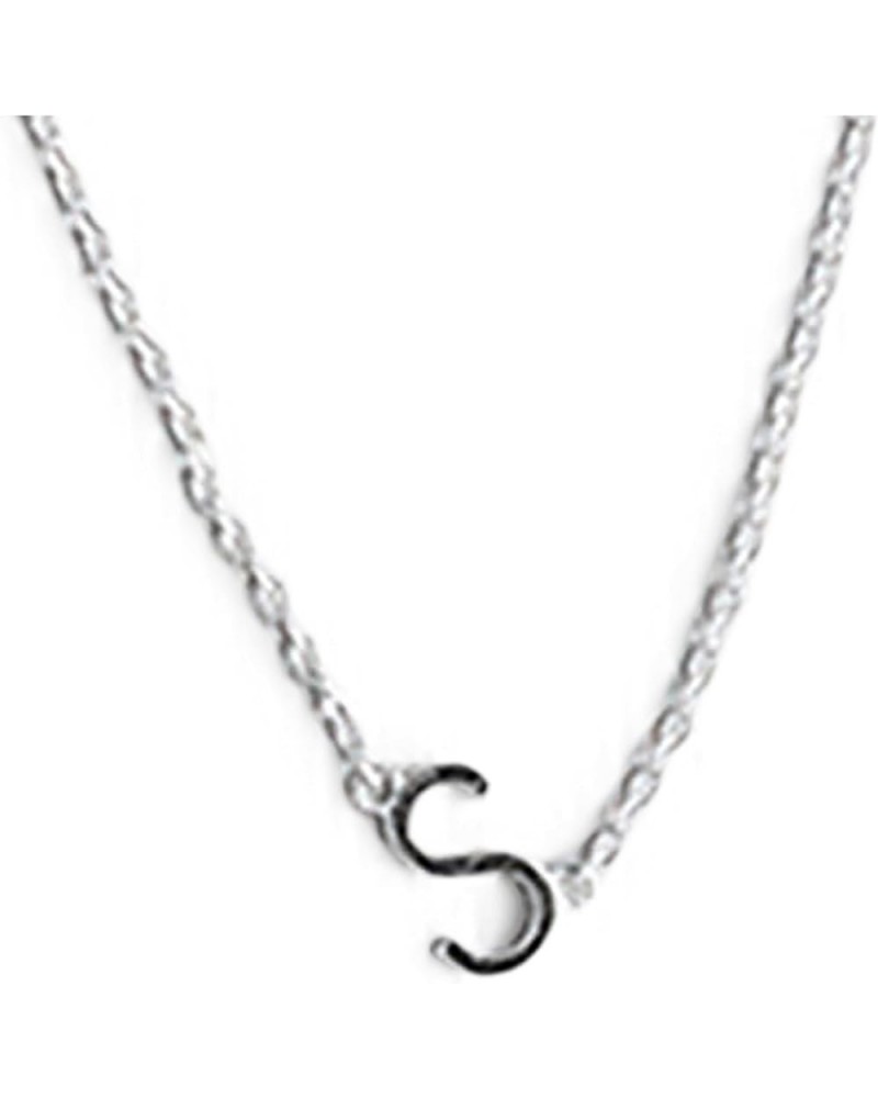 Whimsy Initial Plated 16 inch Brass Women's Fashion Everyday Pendant Charm Necklace Silver Initial S $20.62 Necklaces