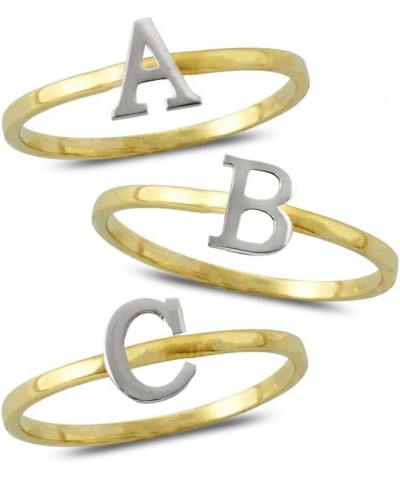 10k Yellow Gold Two-Tone Ladies Alphabet Initial Rings Letter I $48.52 Others