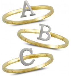 10k Yellow Gold Two-Tone Ladies Alphabet Initial Rings Letter I $48.52 Others