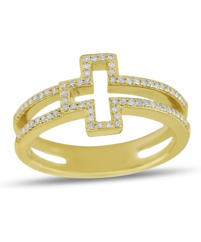 1/5 Carat Diamond Sideways Cross Ring for Women in 14k White and Yellow Gold (H-I, I1-I2, cttw) Size 5 to 10 14K Yellow Gold ...