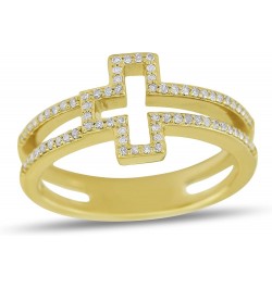 1/5 Carat Diamond Sideways Cross Ring for Women in 14k White and Yellow Gold (H-I, I1-I2, cttw) Size 5 to 10 14K Yellow Gold ...