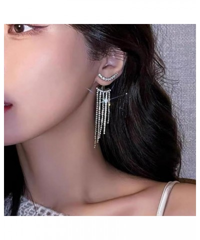 Silver Rhinestone Tassel Earrings for Women Girls Fringe Dangle Drop Lightweight Earrings Jewelry Gifts A $7.79 Earrings