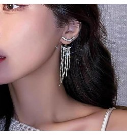 Silver Rhinestone Tassel Earrings for Women Girls Fringe Dangle Drop Lightweight Earrings Jewelry Gifts A $7.79 Earrings