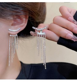 Silver Rhinestone Tassel Earrings for Women Girls Fringe Dangle Drop Lightweight Earrings Jewelry Gifts A $7.79 Earrings