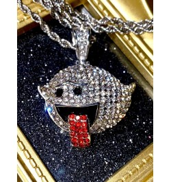 Men Women 14k Gold Finish Iced Hip Hop Bubble Flying Grimace Flying Ghost Emoji Charm Necklace Ice Out Pendant Stainless Stee...