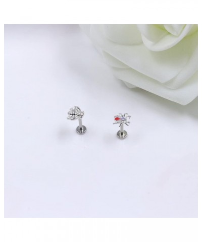 2~4PCS 16G 316L Pushin Lip Rings Top Push in Threadless Spider Bee Butterfly Nose Stud Rings Top Push in Threadless Surgical ...