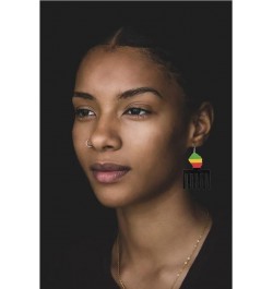 2 Pairs Juneteenth African Earrings for Women Girls Map Queen Round Painted African Wooden Earrings Black History Earrings Je...