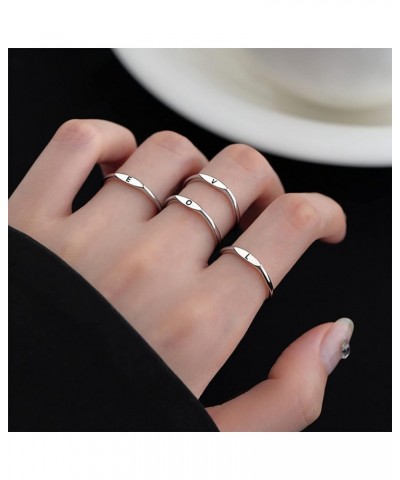 Silver Initial Rings for Women Thin Stackable Initial Rings for Teen Girls Open Adjustable Letter Ring Stainless Steel Capita...