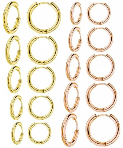 10 Pairs Silver Hoop Earrings Set for Women Surgical Steel Hoop Earrings Lightweight Hypoallergenic Tiny Small Hoops For Girl...