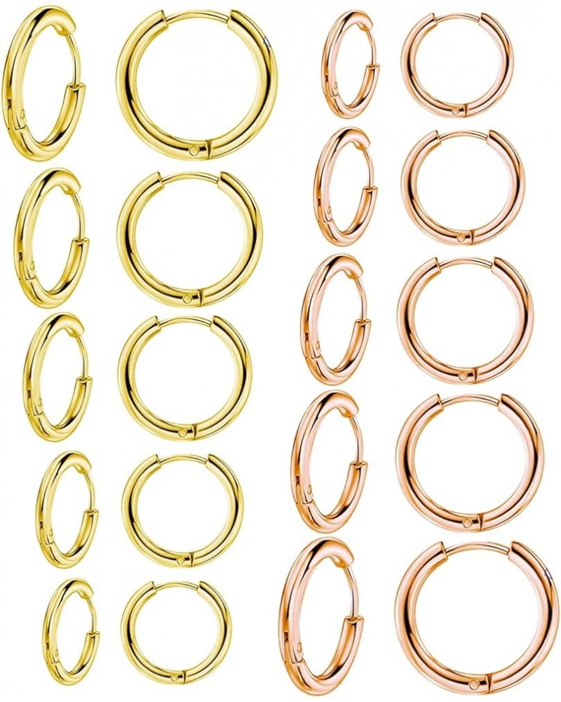 10 Pairs Silver Hoop Earrings Set for Women Surgical Steel Hoop Earrings Lightweight Hypoallergenic Tiny Small Hoops For Girl...