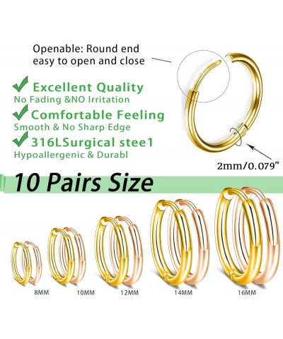 10 Pairs Silver Hoop Earrings Set for Women Surgical Steel Hoop Earrings Lightweight Hypoallergenic Tiny Small Hoops For Girl...