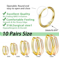 10 Pairs Silver Hoop Earrings Set for Women Surgical Steel Hoop Earrings Lightweight Hypoallergenic Tiny Small Hoops For Girl...