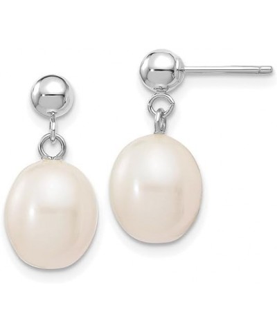 14K Yellow Gold 6 7mm White Rice Freshwater Cultured Pearl Drop Dangle Earrings 14K White Gold - 8mm - 0.31 inch $44.08 Earrings