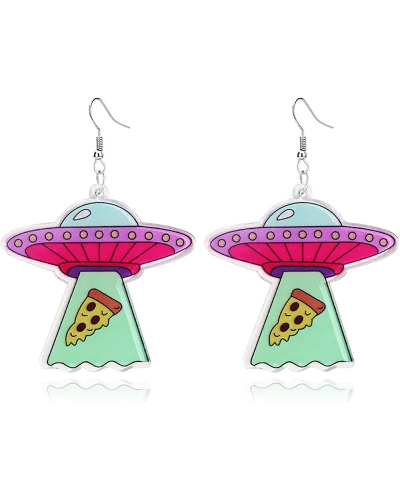 Halloween Acrylic Alien Earrings Funny Cartoon Alien Earrings Cute UFO Space Airship Earrings Novelty Aliens Dangle Earrings ...