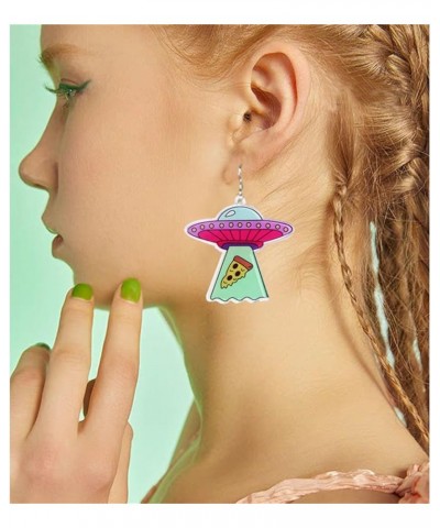 Halloween Acrylic Alien Earrings Funny Cartoon Alien Earrings Cute UFO Space Airship Earrings Novelty Aliens Dangle Earrings ...