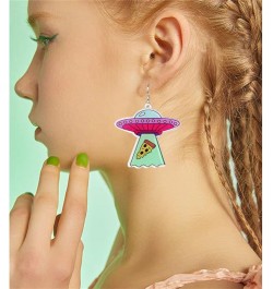 Halloween Acrylic Alien Earrings Funny Cartoon Alien Earrings Cute UFO Space Airship Earrings Novelty Aliens Dangle Earrings ...