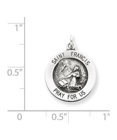 Sterling Silver Round Antiqued Medal Pendant Necklace Chain Included Saint Francis $19.20 Necklaces