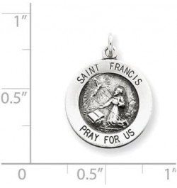 Sterling Silver Round Antiqued Medal Pendant Necklace Chain Included Saint Francis $19.20 Necklaces