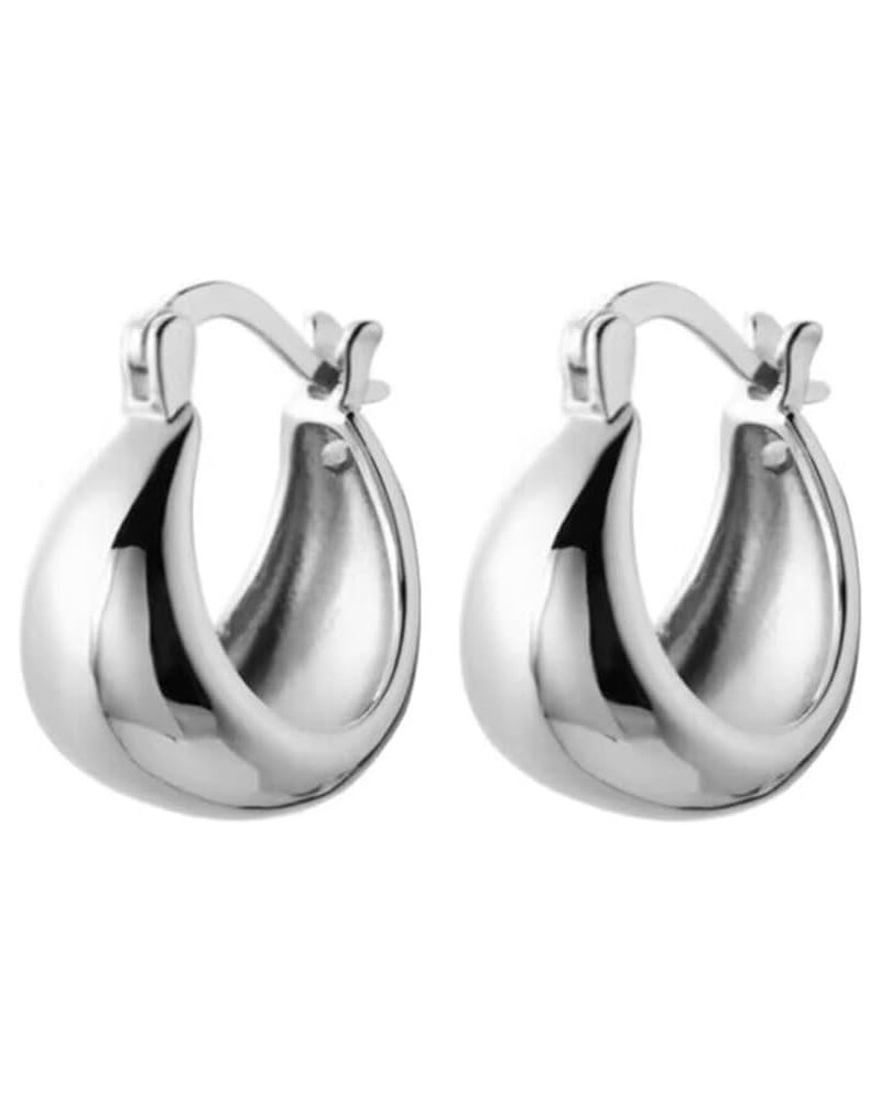 Solid 925 Sterling Silver Waterdrop Hoop Earrings for Women Teen Girls Teardrop Hoop Earrings Gold Chunky Hoop Earrings Half ...