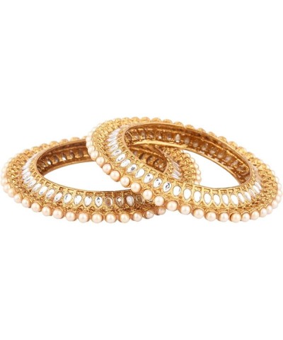 Indian Style Bollywood Traditional Gold Tone Faux Pearl Wedding Bracelet Bangle Set Jewelry 2-4 Style 2 (Set of 2 Pcs) $15.87...