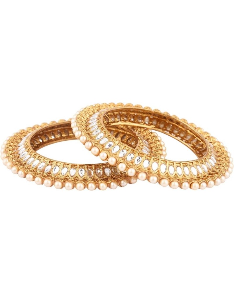 Indian Style Bollywood Traditional Gold Tone Faux Pearl Wedding Bracelet Bangle Set Jewelry 2-4 Style 2 (Set of 2 Pcs) $15.87...