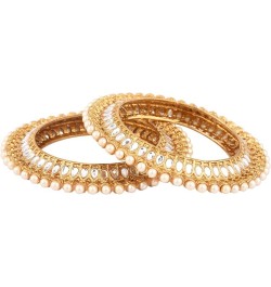 Indian Style Bollywood Traditional Gold Tone Faux Pearl Wedding Bracelet Bangle Set Jewelry 2-4 Style 2 (Set of 2 Pcs) $15.87...